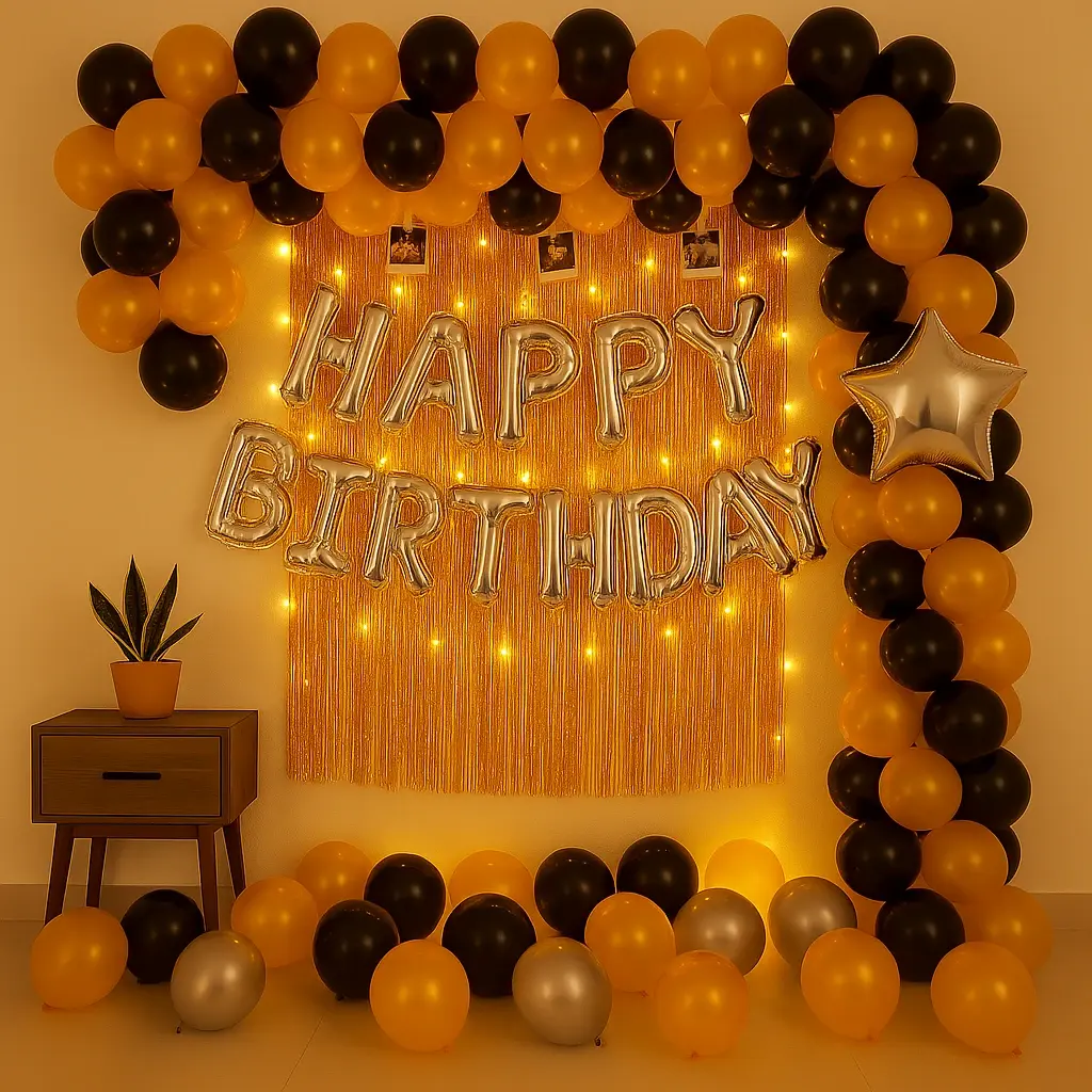 Golden Black Birthday Decor